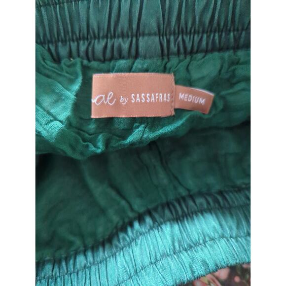 Shae By Sassafras Green Floral Wide Leg Pallazo Pants - Picture 5 of 6